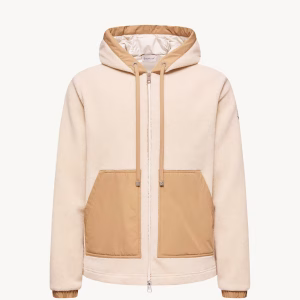 Moncler Beige Teddy Zip-Up Hoodie | Fragment Clothing