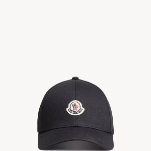 Moncler Black Cotton Gabardine Baseball Cap | Fragment Clothing - View 3