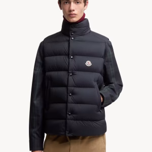 Moncler Blue Tibb Down Vest | Fragment Clothing - View 2
