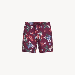 Moncler Burdundy Floral Print Swim Shorts | Fragment Clothing