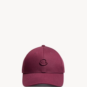Moncler Burdundy Logo Cotton Gabardine Baseball Cap