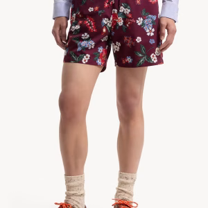 Moncler Burdundy Floral Print Swim Shorts | Fragment Clothing - View 2