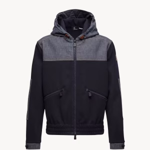 Moncler Cotton Navy Blue Zip-Up Hoodie | Fragment Clothing