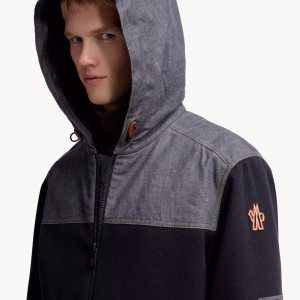 Moncler Cotton Navy Blue Zip-Up Hoodie | Fragment Clothing - View 2
