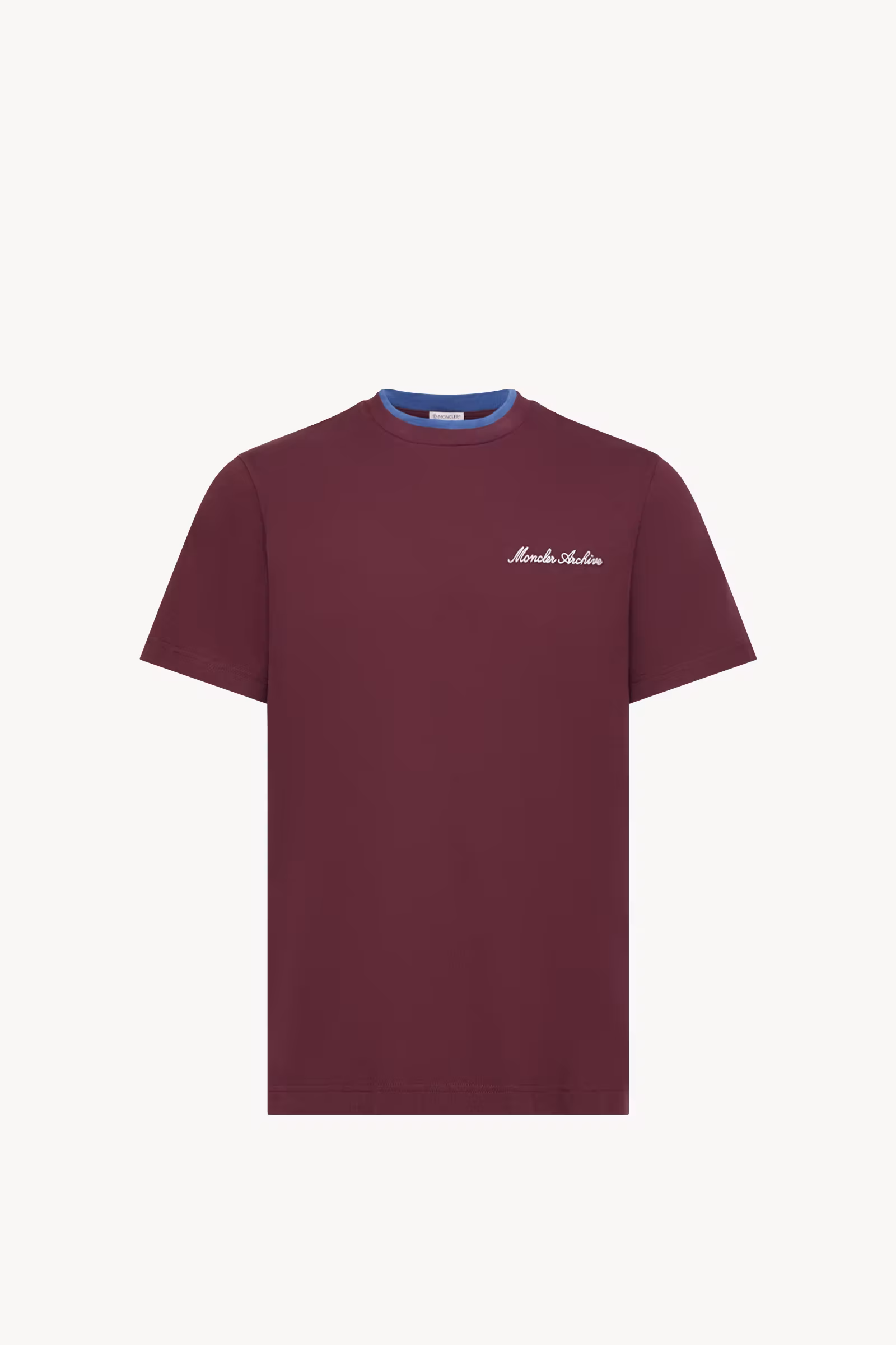 Moncler Embroidered Logo Burgundy Blue T-Shirt Moncler Embroidered Logo Burgundy Blue T-Shirt | Fragment Clothing