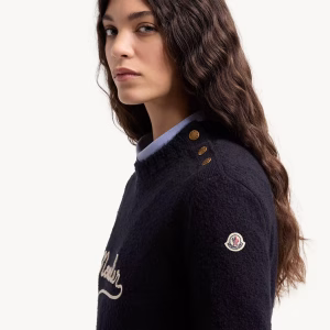 Moncler Embroidered Logo Cotton Blend Sweater | Fragment Clothing - View 2
