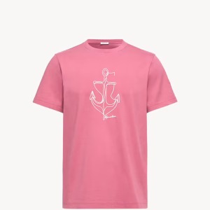 Moncler Embroidered Pink Cotton T-Shirt | Fragment Clothing