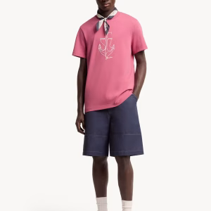 Moncler Embroidered Pink Cotton T-Shirt | Fragment Clothing - View 2