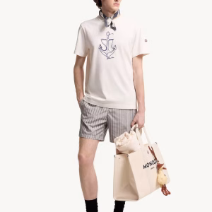 Moncler Embroidered White Cotton T-Shirt | Fragment Clothing - View 2