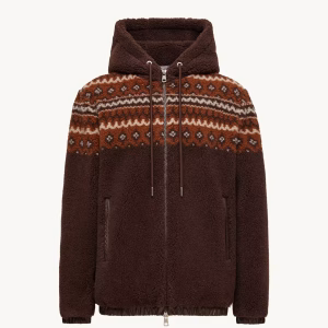 Moncler Geometric Jacquard Wool Blend Hoodie