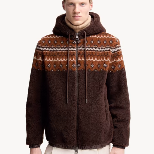 Moncler Geometric Jacquard Wool Blend Hoodie | Fragment Clothing - View 2