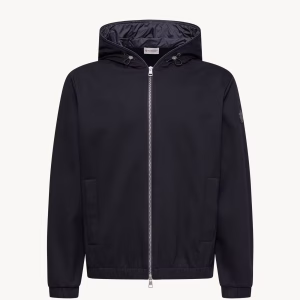 Moncler Leather Logo Cotton Blend Zip-Up Hoodie
