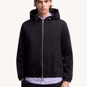 Moncler Leather Logo Cotton Blend Zip-Up Hoodie | Fragment Clothing - View 2