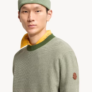 Moncler Leather Logo Cotton Sweater | Fragment Clothing - View 2