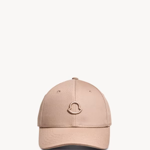 Moncler Light Beige Logo Cotton Gabardine Baseball Cap