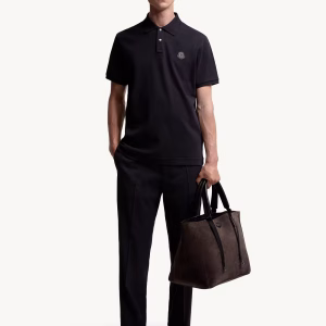 Moncler Logo Patch Navy Blue Cotton Piquet Polo Shirt4 | Fragment Clothing