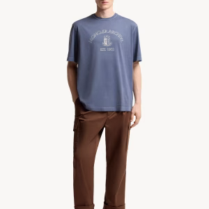 Moncler Logo Print Blue Cotton T-Shirt | Fragment Clothing - View 2