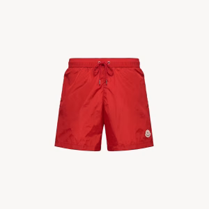 Moncler Red Logo Patch Swim Shorts | Fragment Clothing