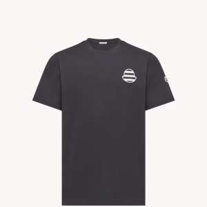 Moncler Striped Logo Cotton Navy Blue Jersey T-Shirt | Fragment Clothing