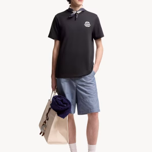 Moncler Striped Logo Cotton Black Jersey T-Shirt | Fragment Clothing - View 2