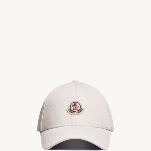 Moncler White Cotton Gabardine Baseball Cap | Fragment Clothing