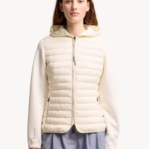 Moncler White Ivory Padded Zip-Up Hoodie | Fragment Clothing - View 2