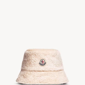 Moncler White Ivory Teddy Bucket Hat | Fragment Clothing