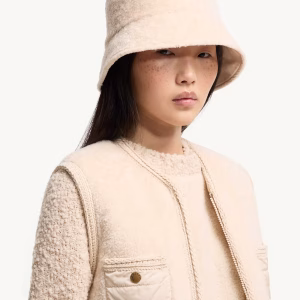 Moncler White Ivory Teddy Bucket Hat | Fragment Clothing - View 2