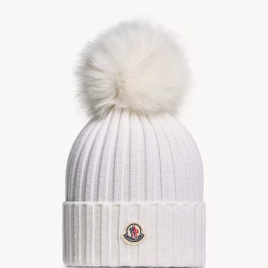 Moncler Wool Beanie with Faux Fur Pom Pom | Fragment Clothing