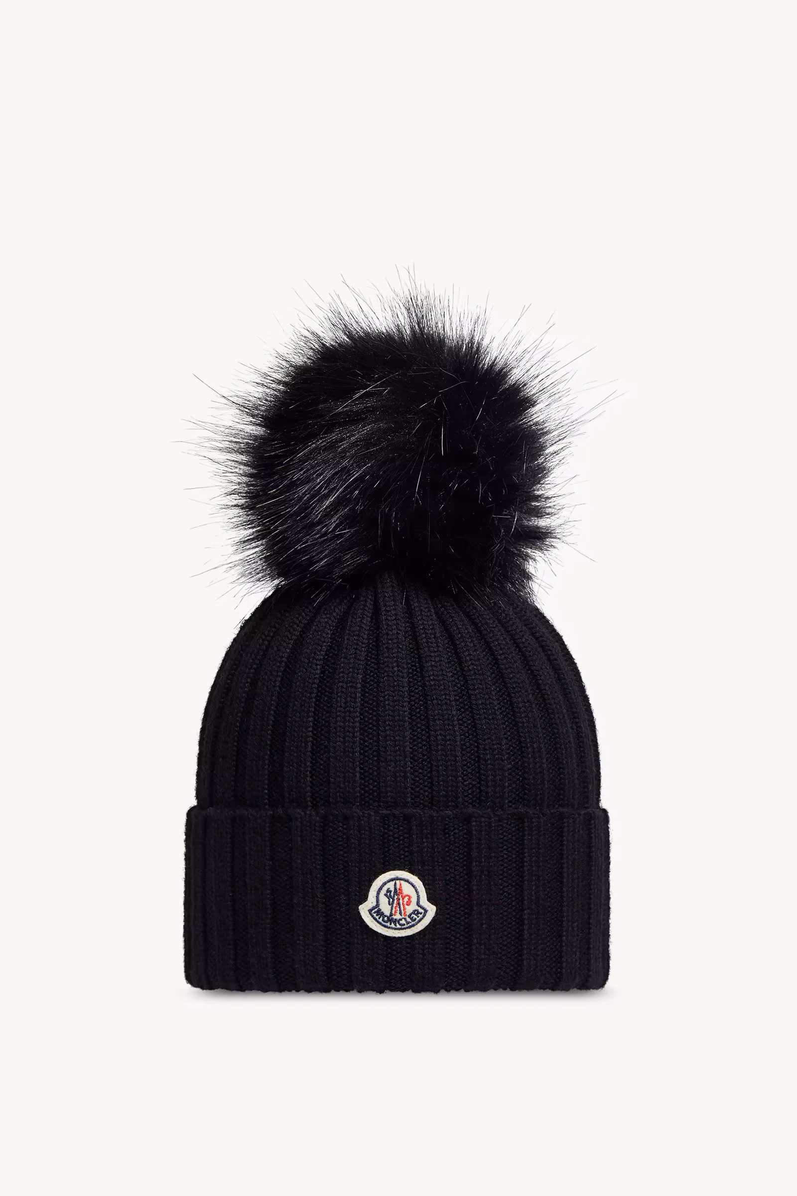Wool Black Beanie with Faux Fur Pom Pom Wool Black Beanie with Faux Fur Pom Pom | Fragment Clothing