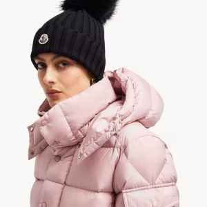 Wool Black Beanie with Faux Fur Pom Pom | Fragment Clothing - View 2
