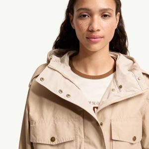 Carex Hooded Cotton Blend Poplin Jacket Women Beige Moncler 5 | Fragment Clothing