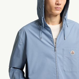 Cotton Blend Poplin Shirt Jacket Men Cobalt Blue Moncler 6 | Fragment Clothing