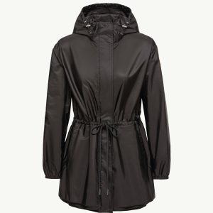 Weteau Ruched Hooded Rain Jacket - Black | Fragment Clothing