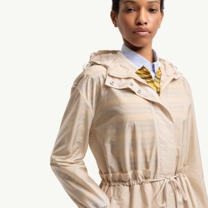 Weteau Ruched Hooded Rain Jacket Women Light Beige Moncler 5 | Fragment Clothing