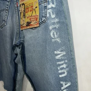 Better With Age Campaign Long Denim Shorts | Fragment Clothing - View 2