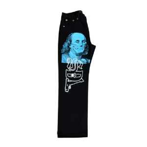 Black & Blue Skeleton SDL Jeans – Baggy Streetwear Graphic Denim Pants | Fragment Clothing