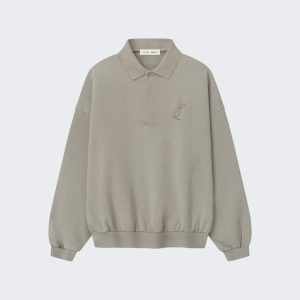 Embroidered Classic Polo Sweatshirt Smoke Grey (2) | Fragment Clothing