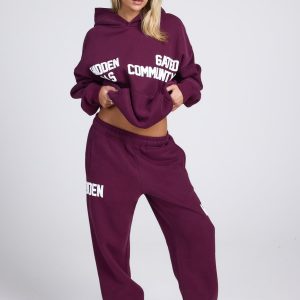 Gated Community Straight Leg Sweatpants Dark Plum | Fragment Clothing - View 2