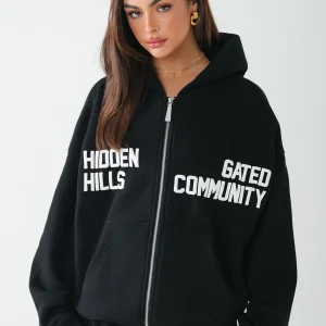 Gated Community ZIP Hoodie Black | Fragment Clothing - View 2