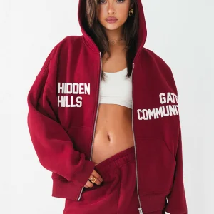 Gated Community ZIP Hoodie Burgundy | Fragment Clothing - View 2
