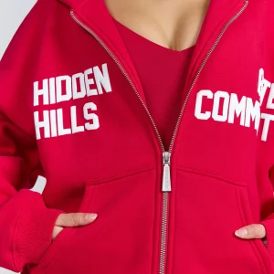 Gated Community ZIP Hoodie Raspberry Red | Fragment Clothing - View 2
