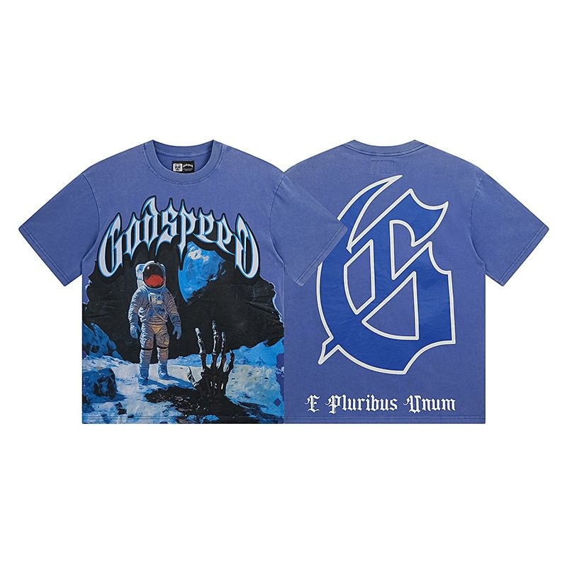 Godspeed Astronaut Vintage T-Shirt – Washed Blue AUTO-DRAFT | Fragment Clothing