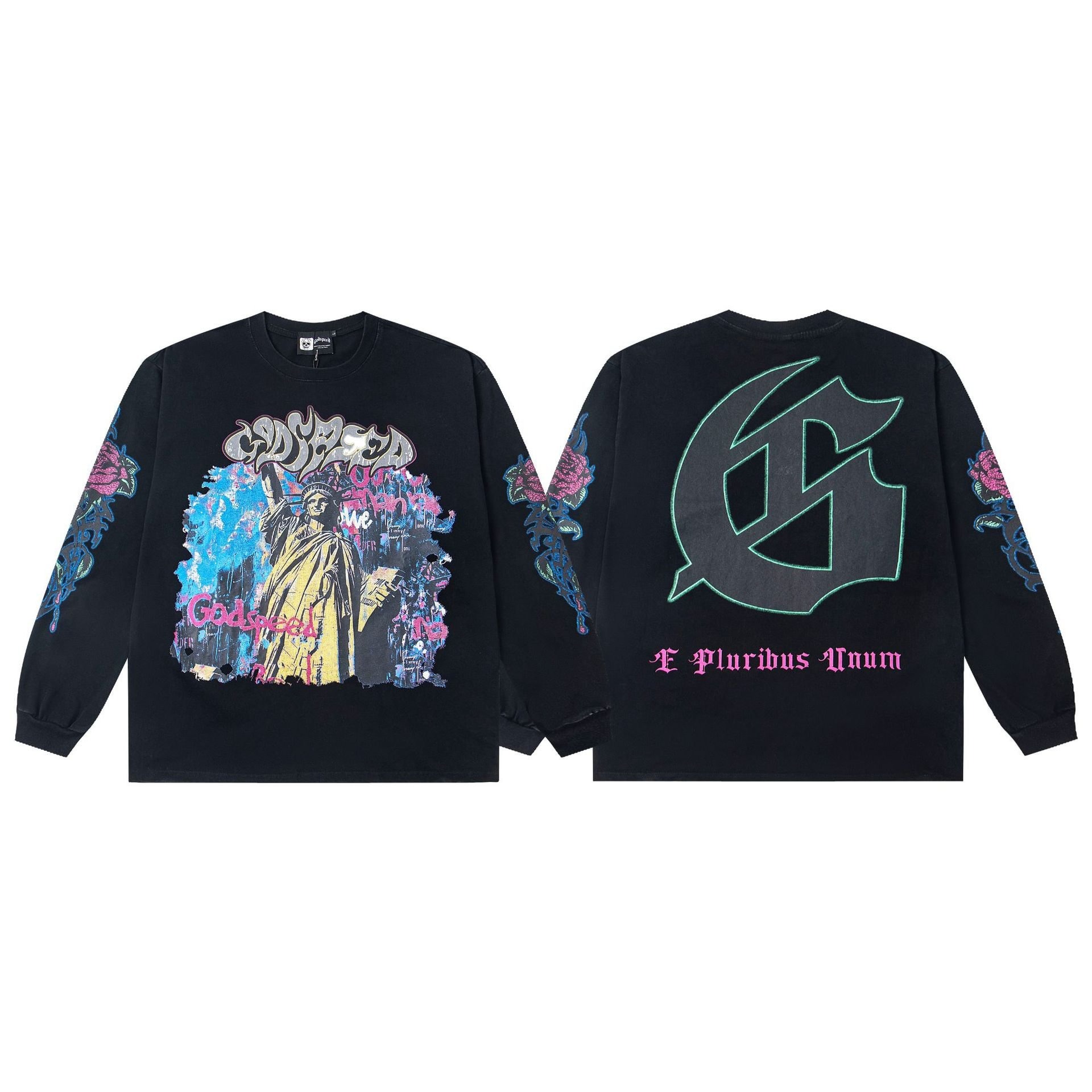 Godspeed Liberty Long Sleeve Tee – Black AUTO-DRAFT | Fragment Clothing