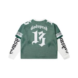 Godspeed Skull Mesh Layered Long Sleeve Jersey – Green 17 Edition (1) | Fragment Clothing