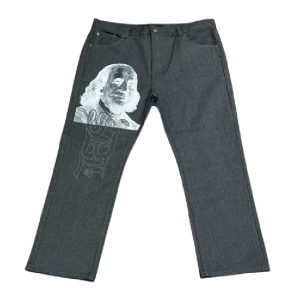 Grey & White SDL Jeans – Baggy Streetwear Denim Pants | Fragment Clothing - View 2