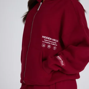 Label ZIP Hoodie Burgundy | Fragment Clothing - View 2