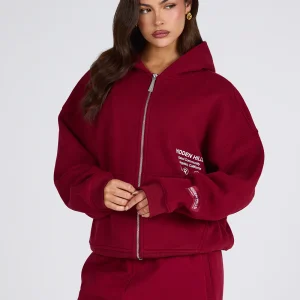 Label ZIP Hoodie Burgundy | Fragment Clothing