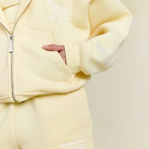Label ZIP Hoodie Butter Yellow | Fragment Clothing - View 2