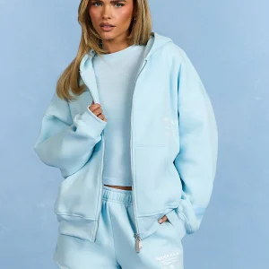 Label ZIP Hoodie Light Blue | Fragment Clothing - View 2